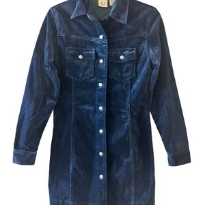 Gap Navy Blue Corduroy Shirt Dress Size XS | Button-Up Long Sleeve Casual
